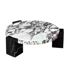 Table basse en marbre Calacata Viola, base en marbre noir Marquina, table de salon de luxe, décoration d'intérieur haut de gamme