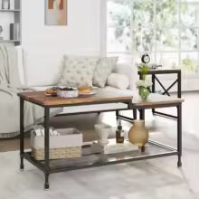 Table basse à 2 niveaux avec plateau asymétrique haut-bas