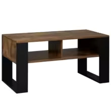 Table basse à thé et café avec rangement, 2 compartiments ouverts, style industriel vintage