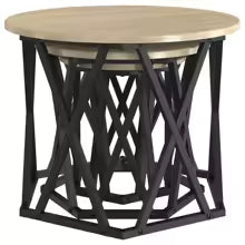 Ensemble de 3 tables basses rondes, bois d'ingénierie en chêne