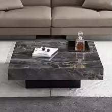 Table Basse carrée de design italien, marbre de luxe léger avec base en acier inoxydable