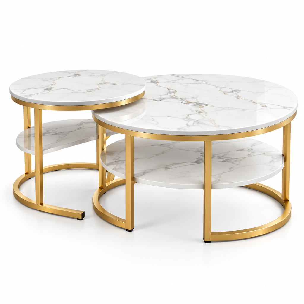 Tables Basses Duo Marbre Doré